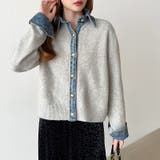 レイヤード風ニットカーディガン ドッキングデニム カーディガン | COCOMOMO | 詳細画像35