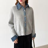 レイヤード風ニットカーディガン ドッキングデニム カーディガン | COCOMOMO | 詳細画像37