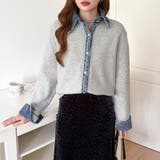 レイヤード風ニットカーディガン ドッキングデニム カーディガン | COCOMOMO | 詳細画像38