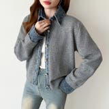 レイヤード風ニットカーディガン ドッキングデニム カーディガン | COCOMOMO | 詳細画像42