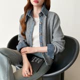 レイヤード風ニットカーディガン ドッキングデニム カーディガン | COCOMOMO | 詳細画像43