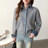 レイヤード風ニットカーディガン ドッキングデニム カーディガン | COCOMOMO | 詳細画像49