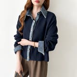 レイヤード風ニットカーディガン ドッキングデニム カーディガン | COCOMOMO | 詳細画像7