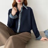 レイヤード風ニットカーディガン ドッキングデニム カーディガン | COCOMOMO | 詳細画像9