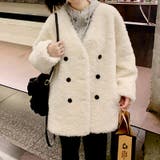 ボアジャケット ノーカラーコート アウター | COCOMOMO | 詳細画像2 