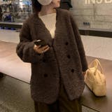 ボアジャケット ノーカラーコート アウター | COCOMOMO | 詳細画像8 