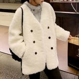 ボアジャケット ノーカラーコート アウター | COCOMOMO | 詳細画像3 