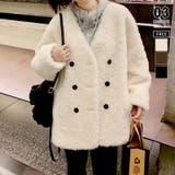 アイボリー | ボアジャケット ノーカラーコート アウター | COCOMOMO