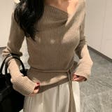 イレギュラーネックニット リブニット アシンメトリー | COCOMOMO | 詳細画像10