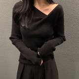 イレギュラーネックニット リブニット アシンメトリー | COCOMOMO | 詳細画像16