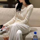 イレギュラーネックニット リブニット アシンメトリー | COCOMOMO | 詳細画像2