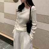 イレギュラーネックニット リブニット アシンメトリー | COCOMOMO | 詳細画像5