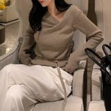 イレギュラーネックニット リブニット アシンメトリー | COCOMOMO | 詳細画像8