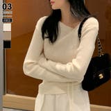 アイボリー | イレギュラーネックニット リブニット アシンメトリー | COCOMOMO