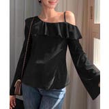 ワンショルフリルベロアトップス オフショルダー ベロアトップス | COCOMOMO | 詳細画像4