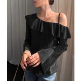 ワンショルフリルベロアトップス オフショルダー ベロアトップス | COCOMOMO | 詳細画像5