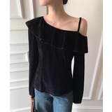 ワンショルフリルベロアトップス オフショルダー ベロアトップス | COCOMOMO | 詳細画像6