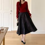 大人上品に着映えるジャガードスカート フレアスカート オフィスカジュアル | COCOMOMO | 詳細画像1 