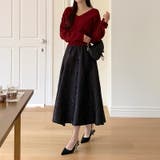 大人上品に着映えるジャガードスカート フレアスカート オフィスカジュアル | COCOMOMO | 詳細画像3 