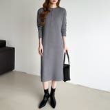 ハーフジップワンピース ニットワンピース リブニット | COCOMOMO | 詳細画像11