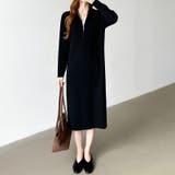 ハーフジップワンピース ニットワンピース リブニット | COCOMOMO | 詳細画像12