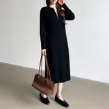 ハーフジップワンピース ニットワンピース リブニット | COCOMOMO | 詳細画像14