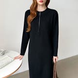 ハーフジップワンピース ニットワンピース リブニット | COCOMOMO | 詳細画像21