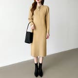 ハーフジップワンピース ニットワンピース リブニット | COCOMOMO | 詳細画像23