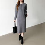 ハーフジップワンピース ニットワンピース リブニット | COCOMOMO | 詳細画像5