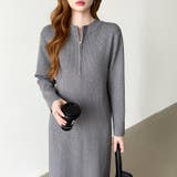 ハーフジップワンピース ニットワンピース リブニット | COCOMOMO | 詳細画像8