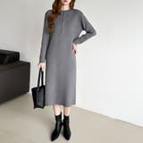 ハーフジップワンピース ニットワンピース リブニット | COCOMOMO | 詳細画像9