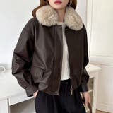 ふわふわファー付きレザーブルゾン フェイクレザーブルゾン 裏起毛 | COCOMOMO | 詳細画像10 