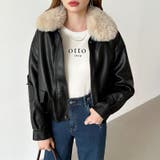 ふわふわファー付きレザーブルゾン フェイクレザーブルゾン 裏起毛 | COCOMOMO | 詳細画像11 