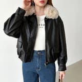 ふわふわファー付きレザーブルゾン フェイクレザーブルゾン 裏起毛 | COCOMOMO | 詳細画像13 