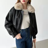 ふわふわファー付きレザーブルゾン フェイクレザーブルゾン 裏起毛 | COCOMOMO | 詳細画像15 