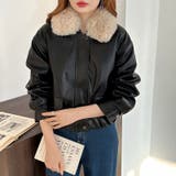 ふわふわファー付きレザーブルゾン フェイクレザーブルゾン 裏起毛 | COCOMOMO | 詳細画像18 