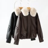 ふわふわファー付きレザーブルゾン フェイクレザーブルゾン 裏起毛 | COCOMOMO | 詳細画像20 