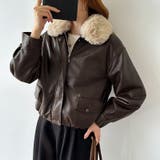ふわふわファー付きレザーブルゾン フェイクレザーブルゾン 裏起毛 | COCOMOMO | 詳細画像3 