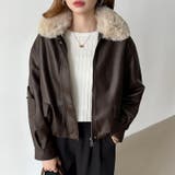 ふわふわファー付きレザーブルゾン フェイクレザーブルゾン 裏起毛 | COCOMOMO | 詳細画像5 