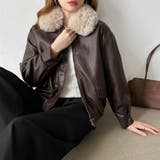 ふわふわファー付きレザーブルゾン フェイクレザーブルゾン 裏起毛 | COCOMOMO | 詳細画像7 