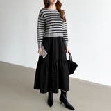 ボーダーニットドッキングワンピース ワンピース ティアードワンピース | COCOMOMO | 詳細画像14