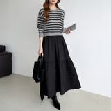 ボーダーニットドッキングワンピース ワンピース ティアードワンピース | COCOMOMO | 詳細画像19