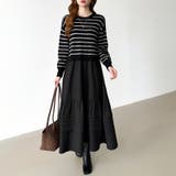 ボーダーニットドッキングワンピース ワンピース ティアードワンピース | COCOMOMO | 詳細画像2