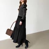 ボーダーニットドッキングワンピース ワンピース ティアードワンピース | COCOMOMO | 詳細画像4