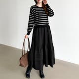 ボーダーニットドッキングワンピース ワンピース ティアードワンピース | COCOMOMO | 詳細画像5