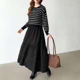 ボーダーニットドッキングワンピース ワンピース ティアードワンピース | COCOMOMO | 詳細画像6