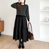 ボーダーニットドッキングワンピース ワンピース ティアードワンピース | COCOMOMO | 詳細画像9