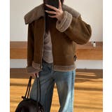 ビッグカラームートンジャケット フェイクムートン ボアジャケット | COCOMOMO | 詳細画像14 