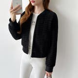 ツイードブルゾン ノーカラージャケット ブルゾン | COCOMOMO | 詳細画像17 