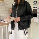 ブラック | フェイクレザージャケット アウター ブルゾン | COCOMOMO